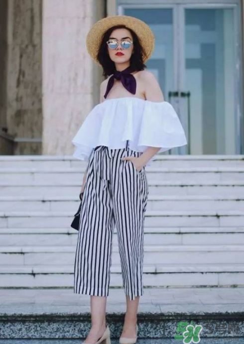 條紋闊腿褲配什么上衣？條紋闊腿褲搭配上衣圖片