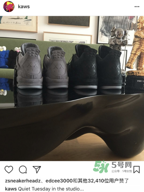kaws與air jordan 4聯(lián)名黑色版本多少錢？aj4純黑限定發(fā)售價(jià)格