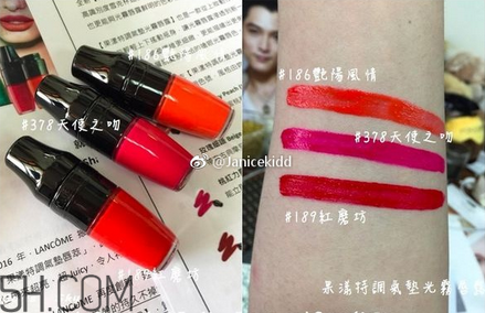 蘭蔻搖搖樂(lè)啞光唇釉186是什么顏色？蘭蔻氣墊光霧唇露試色